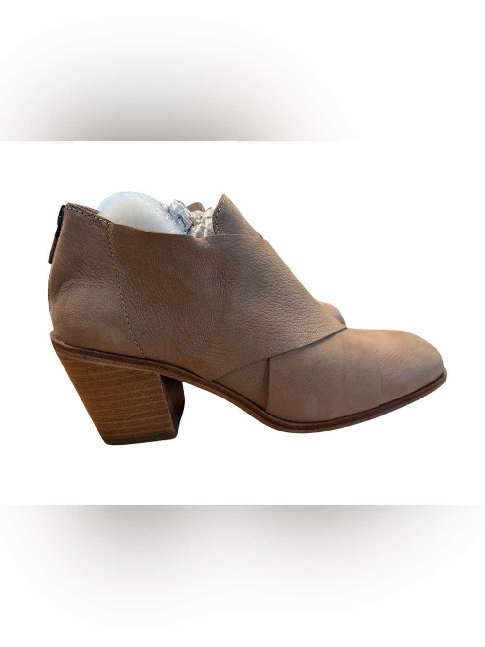 Eileen Fisher Leather Ankle Boots Women’s Size 6 Tan NEW Minimalist Block Heel